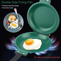 Double Sided Frying Pan Nonstick Toxin Free Stir Fry Pot Ceramic Coating Pancake Cake Fried Egg Kitchen Cookware 240415