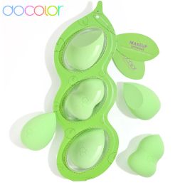 Bottles Docolor 3pcs Makeup Sponge Set Lovely Pea Pod Shapes Beauty Egg Professional Cosmetic Puff for Foundation Concealer Blending