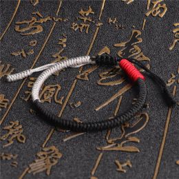Bracelets YIZIZAI Black Thread Braided Tibetan Buddhist Bracelets for Women Men Lucky Handmade Knots Bangles Adjustable Friendship Jewellery