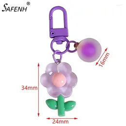 Keychains Ins Color Flower Car Key Chain Creative Fashion Diy Flowers Ring Pendant Student Bag Decoration Gifts