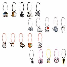 Keychains Lanyards 10/20Pcs Cartoon Cat Pendant Car Interior Hanging Ornament Rearview Mirror Accessories Festival Decoration Bag Cute Otjxf