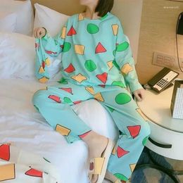 Women's Sleepwear Long Selling Sexy Set Suit Pajamas Nightwear Dacron Cartoon Breathable Sleeve Nightgown Homewear
