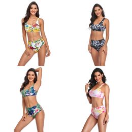 Swimwear Women Print Bandage Swimsuit Backless Bathing Suit Bodysuit Beachwear Swim Monokini Conservative Swimming Girl 210702 ming