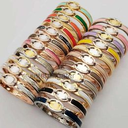 High-end Luxury H Home Bangle CNC High Version H-Letter Pig Enamel Love Home Bracelet Female 18K Rose Gold 8-character Buckle Couple