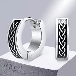 Earrings Vnox Retro Celtic Knot Earrings for Men, Anti Allergy Stainless Steel Hoop Huggie Earrings Gifts for Him Jewellery