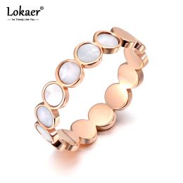 Bands Lokaer Titanium Stainless Steel Fine Brand White Shell Rings Bridal Wedding Engagement Ring Jewellery For Women Girls R19113