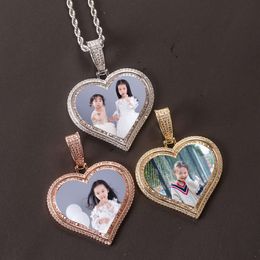 Yunyi Jewelry Memories Photo Double Layered Love Couple Pendant Zircon Hip Hop Necklace