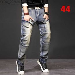 Women's Jeans Retro Punk Jeans Mens Plus Size 40 44 Denim Pants Fashion Street Clothing Product Jeans Plus Size 40 44 Trousers Mens Bottom yq240423