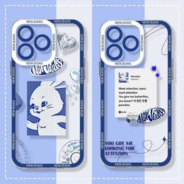 Cell Phone Bumpers Kpop NewJeans Phone Case For iPhone 15 14 13 12 Mini 11 Pro Max X XR XS 6S 6 7 8 SE 2020 Plus Soft Silicone Transparent Cover Y240423