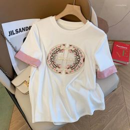 Women's T Shirts Chinese Style Short Sleeve T-shirts Fashion Retro Embroidery Design Round Neck Tops Casual T-shirt 2024