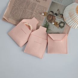 Jewellery Pink Pochette Bijoux 5.5*5.5cm Suede Cloth Jewellery Bags microfiber Envelope Flap Ring Earrings Packaging Organiser Jewellery Pouch