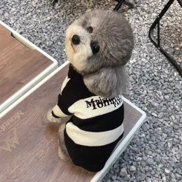 Sweaters Letter Striped Sweater Dog Pet Clothing Fashion Cotton Dogs Clothes Cat Small Print Cute Autumn Winter Black White Boy Yorkshire