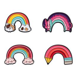 Brooches Pin for Women Kids Birthday Gift Backpack Crafts Dress Decor Fashion Jewelry Cartoon Animal Rainbow Cat Wholesale Brooch Pins