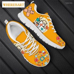 Casual Shoes WHEREISART Orange Health Design Women Flats 2024 Fashion Paramedic Outdoor Sport Sneaker Mujer