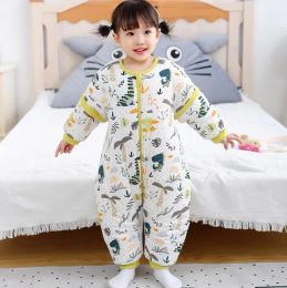 sets Baby Pure Cotton Sleeping Bag Detachable Long Sleeve Wearable Blanket Winter Warm Quilt Girls Boys Clothes Bedding Quilt