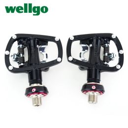 Parts Wellgo QRDIIR120B Dual Function Aluminium alloy Road Bike Pedals CrMo Compatible SPD With Cleats Sealed Bearing Bicycle Parts