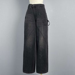 2024 Frauenkleidung hochwertige lässige, gerade Bein schwarze Jeans Frühling Sommer Neue 422