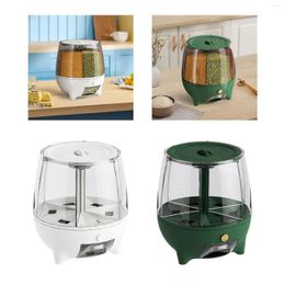 Storage Bottles Rotating Rice Food Dispenser With 6 Compartments Measuring Box Bucket Easy Control Multi Cereal For Countertop Grain