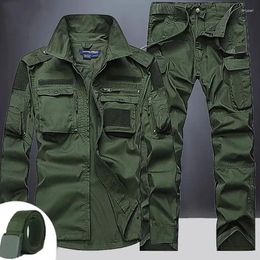 Men's Tracksuits Summer Tactical Sets Mens Outdoor Breathable Multiple Pockets Combat Training Long Sleeve Shirts Cargo Pants Suits Male