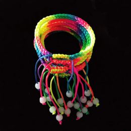 Strands 10 x Cotton Rainbow Macrame MultiColour Braided Cord Thread Adjustable Opening Cuff Bracelets Unisex Handmade Jewellery