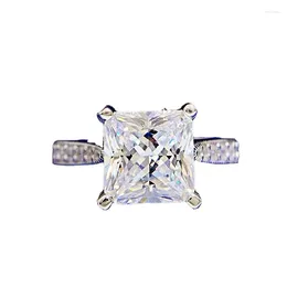 Cluster Rings S925 Silver Ring 8 Princess Classic Four Claw Diamond Versatile Jewelry