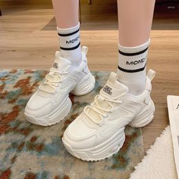 Casual Shoes High Platform Mesh Sneakers Women Thick Sole Ladies Sports Woman Korea Height Increasing 2024 Spring