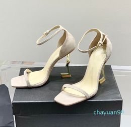 Women fashion sandals leather 9cm high heel dress shoes for party formal summer wedding shoes slingback sandals