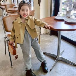 Coats Fashion Baby Girl Boy Trench Jacket Short Infant Toddler Windbreak Coat Khaki Spring Autumn Child Dust Coat Clothes 110Y