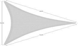 Sun Shade Sail 16 ft Triangle Sun Shade UV Block Sail Canopy Awning for Patio Backyard Garden3955502