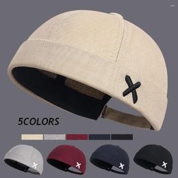 Ball Caps Spring Hip Hop Brimless Hats Skull Cap With Letter Embroidery For Men Vintage Cotton Docker Adjustable Beanie Fashion