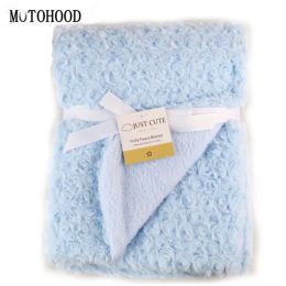 sets MOTOHOOD Rose Velvet Baby Blanket Baby Swaddle Wrap Swaddling Winter Warm Brand Bedding Soft Infant Crochet Blanket 76*102cm