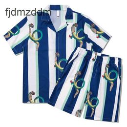 Fashion Designer Men's and Women's Shirts Mens Shirt Striped Shorts Cardigan Set Digital Printed West Coast Style Casual