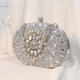 Diamond Luxury Women Clutch Evening Bag Wedding Crystal Ladies Cell Phone Pocket Purse Female Wallet for Party Quality Gift 240418