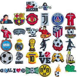 Shoe Parts Accessories Arrival Wholesale Pvc Custom Clog Football Soccer Sports Team Logo Charms Drop Delivery Otqhs Shoes Dhdgj