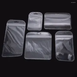 Jewellery Pouches 50pcs Transparent Zipper Bags With Hang Hole Thicken Self Sealing OPP