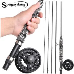 Accessories Sougayolang 5/6 Fly Fhishing Combo 2.7m 5 Section Carbon Fibre Fly Rod with Ultralight Weight Fly Fishing Reel Fishing Tackle
