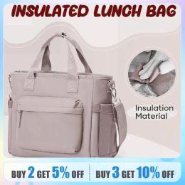 Bags Likros Insulated Lunch Bag for Women Men, Lunch Box Bag with Shoulder Strap, Adult Reusable Tote Lunchbag for Work Picnic Beach