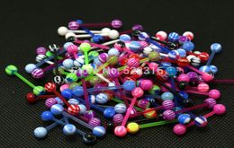 Tongue Rings Mix Designs Body Piercing Jewellery Bioplast Barbell Acrylic 5mm Ball Whole Jewelry6344802