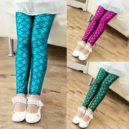 Trousers Clothing For Girls Leggings Spring Summer Colourful Fish Scales Pants Kids Tights Pant Baby Slim clothes H240423