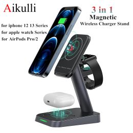 Chargers 3 in 1 Magnetic Wireless Charger Stand for Magsafe 15W Fast Charging Station for iPhone 13 12 Pro Apple Watch 6 5 4 AirPods Pro