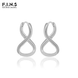 Earrings F.I.N.S INS Versatile Irregular Lines Real S925 Sterling Silver Earrings Smooth Figure 8 Piercing Ear Stud Minimalist Fine Jewel