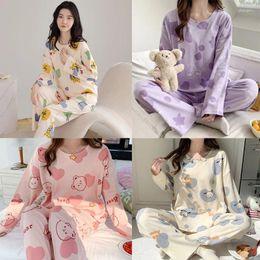 Women's Sleepwear Autumn And Winter Long-Sleeved Pyjamas Spring Homewear Suit Sweet Cute Pyjamas Girls