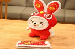 2023 Chinese New Year Zodiac Rabbit Plush Toy Bunny Wear Clothes Mascot Stuffed Doll Birthday Gift Festive Ornament2713340