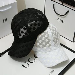 Ball Caps 2024 Breathable Flowers Lace Baseball Cap Sunscreen Hollow Out Summer Adjustable Sports Sun Hats For Women