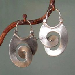 Dangle Chandelier Gypsy Curl Metal Hoop Earrings for Women Jewellery vintage Silver Colour Hollow Spiral Winding Hanging H240423