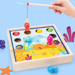 Children's Educational Magnetic Cartoon Wooden Multifunctional Billiards Fishing Lever Game Three-in-one Parent-child Interaction Fun Table Games Toys