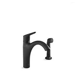 Kitchen Faucets 30471-BL Matte Black Faucet 1.5 GPM Single Hole With Side Spray Escutcheon Deck Mount And Accessories