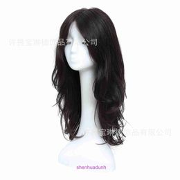 Wig full head cover natural long hair long-lasting perm large wave mixed silk hand woven MONO mesh chemotherapy invisible