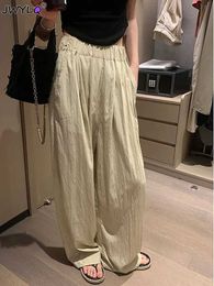 Women's Jeans Vintage Cotton Linen Pants Womens Casual Wide Leg Trousers Y2k Baggy Korean Fashion Oversized Summer Straight Pants Clothes Y240422