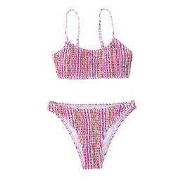 New European and American Fashion Swimsuit Split Bikini Set for Women's Swimwear Rose Sexy Bikini Set
